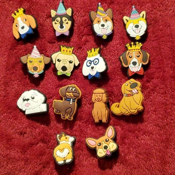 14 Dog Dogs in Hats Corgi Dachshund Shiba Inu Beagle Crocs Jibbitz Shoe Charms‎ - Picture 1 of 5